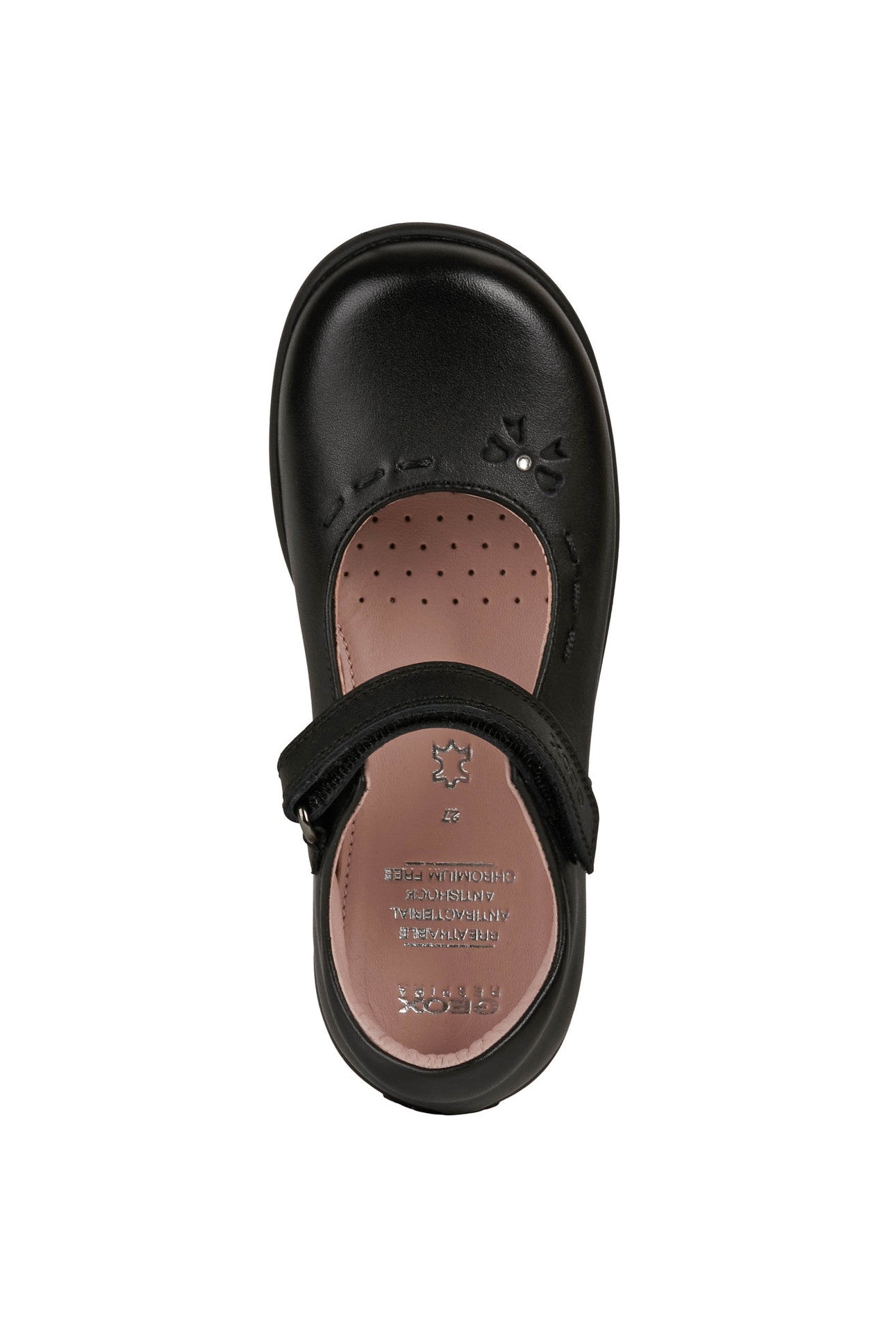 Geox Naimara Diamond Bow Girls Black School Shoe