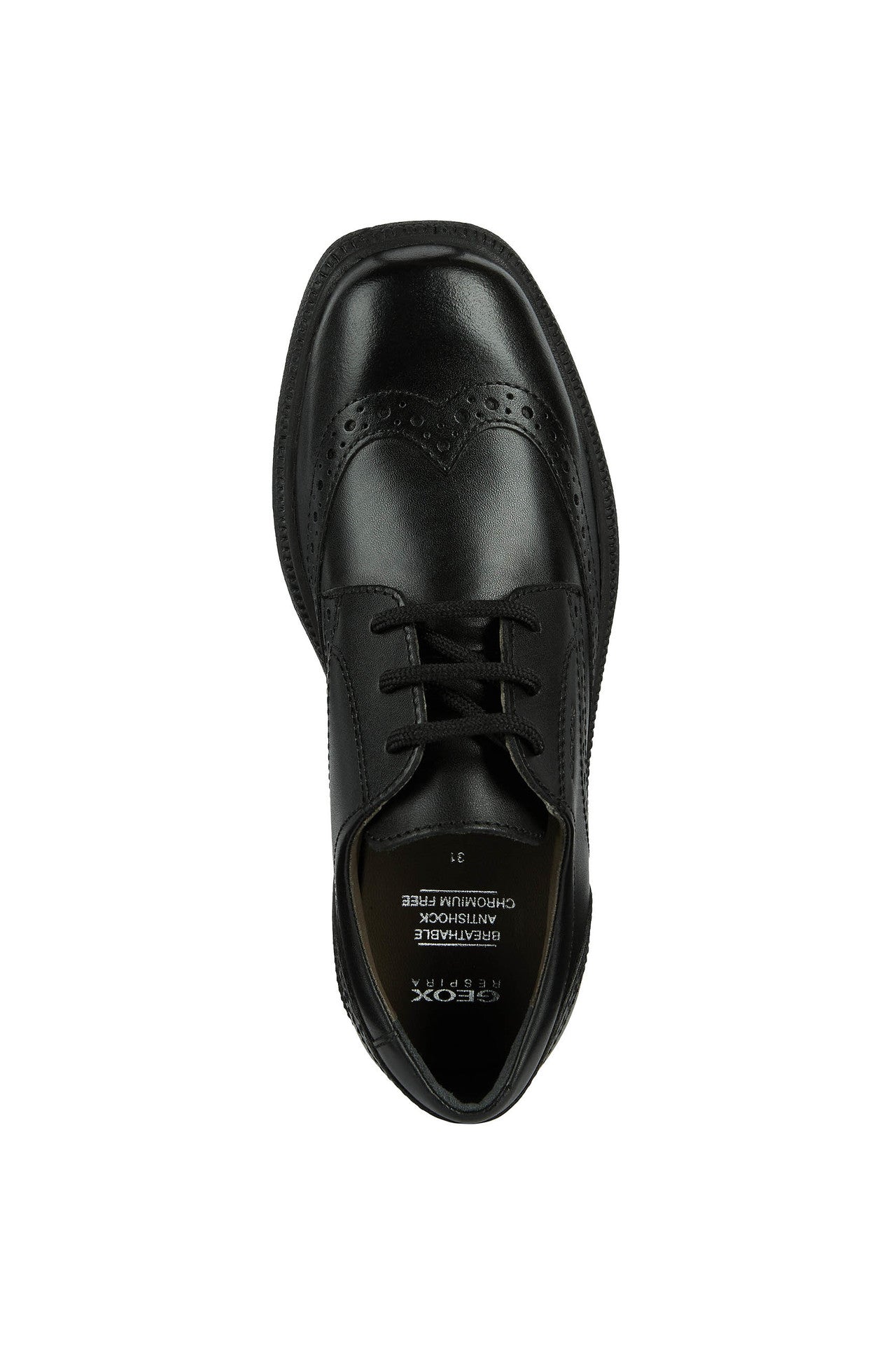 Geox Federico Brogue Boys Black School Shoe
