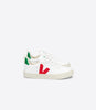 Veja V-10 Lace Boys Girls White Pekin Emeraude Trainer