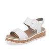 Rieker W080080 Womens White Buckle Platform Sandal